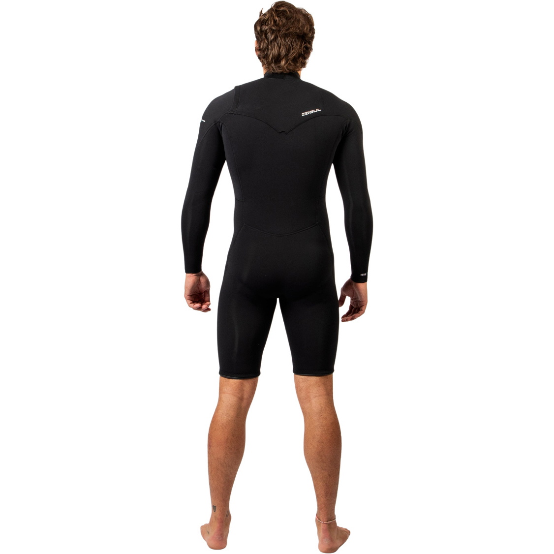 2026 Gul Mens Echo Natur 3/2mm Chest Zip Long Sleeve Springsuit Wetsuit EC3325-BKBK - Black
